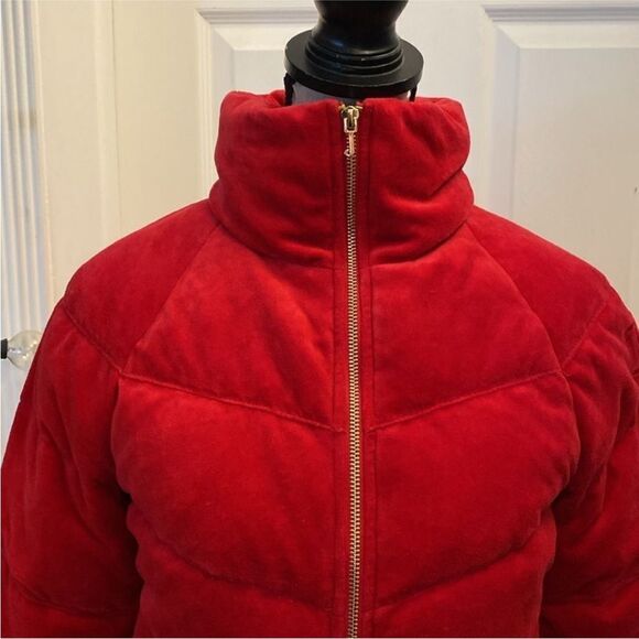 Juicy Couture Red Puffer Jacket Stand-Up Collar Cropped, XS - Picture 4 of 13